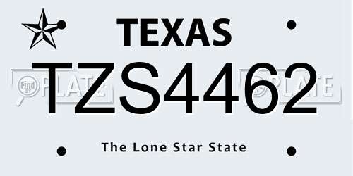 TZS4462 Texas License Plate