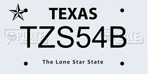 TZS54B Texas License Plate