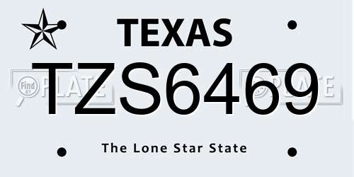 TZS6469 Texas License Plate