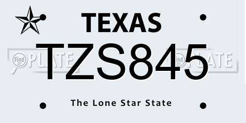 TZS845 Texas License Plate