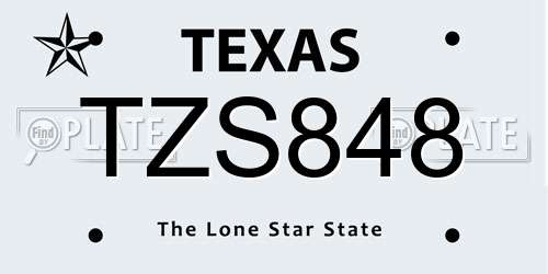 TZS848 Texas License Plate