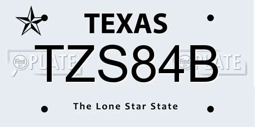 TZS84B Texas License Plate