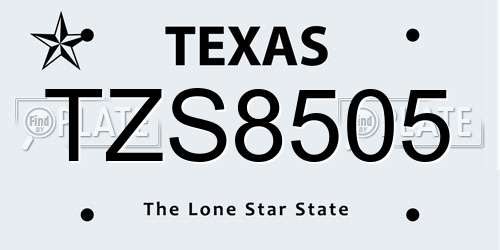 TZS8505 Texas License Plate