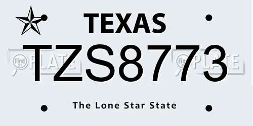 TZS8773 Texas License Plate