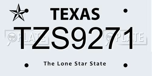 TZS9271 Texas License Plate