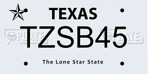 TZSB45 Texas License Plate