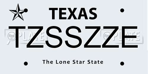 TZSSZZE Texas License Plate