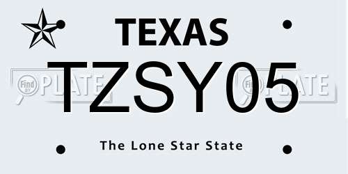 TZSY05 Texas License Plate