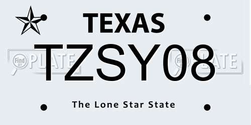 TZSY08 Texas License Plate