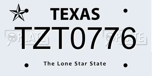 TZT0776 Texas License Plate
