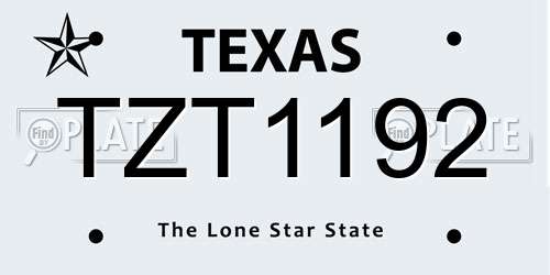 TZT1192 Texas License Plate
