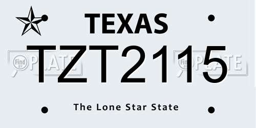 TZT2115 Texas License Plate