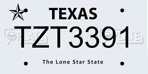 TZT3391 Texas License Plate