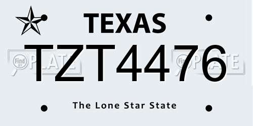 TZT4476 Texas License Plate