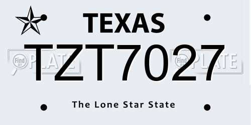 TZT7027 Texas License Plate