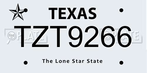 TZT9266 Texas License Plate