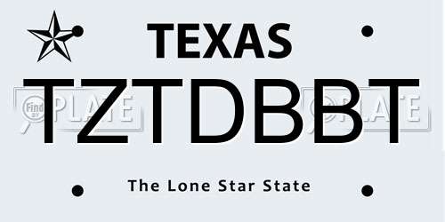 TZTDBBT Texas License Plate