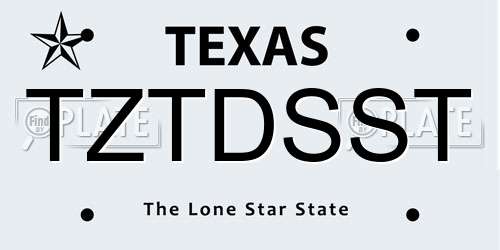 TZTDSST Texas License Plate