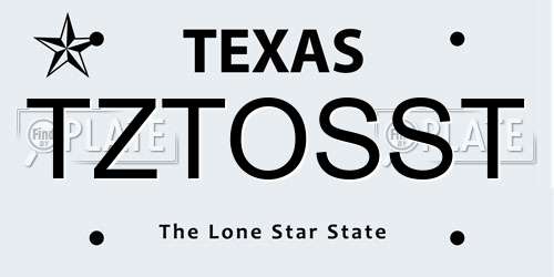 TZTOSST Texas License Plate