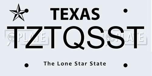 TZTQSST Texas License Plate