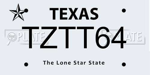 TZTT64 Texas License Plate