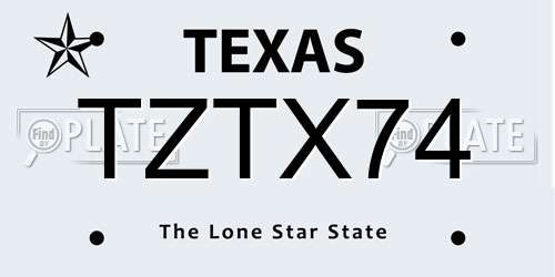 TZTX74 Texas License Plate
