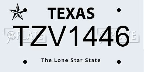TZV1446 Texas License Plate
