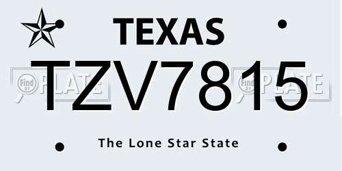 TZV7815 Texas License Plate