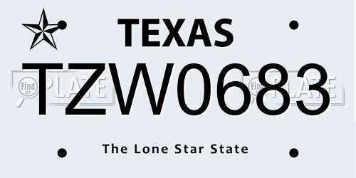 TZW0683 Texas License Plate
