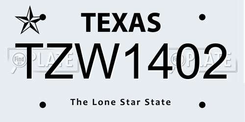 TZW1402 Texas License Plate