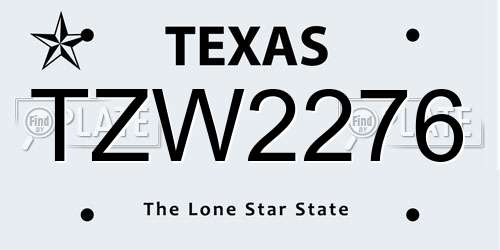 TZW2276 Texas License Plate