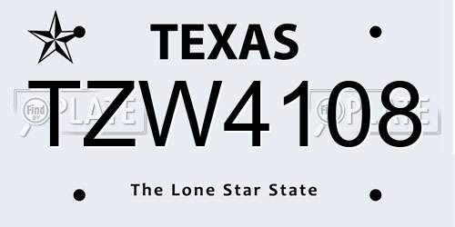 TZW4108 Texas License Plate