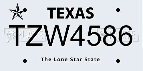 TZW4586 Texas License Plate