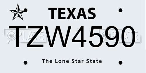 TZW4590 Texas License Plate