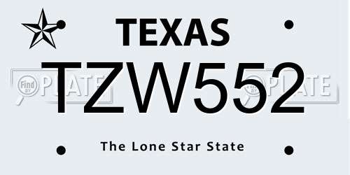 TZW552 Texas License Plate