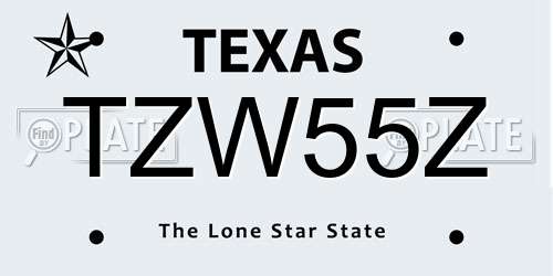 TZW55Z Texas License Plate