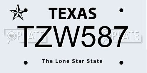 TZW587 Texas License Plate