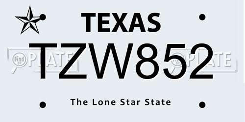 TZW852 Texas License Plate