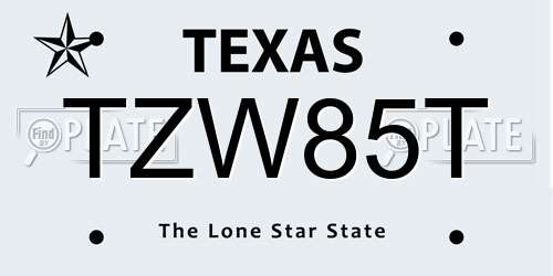 TZW85T Texas License Plate