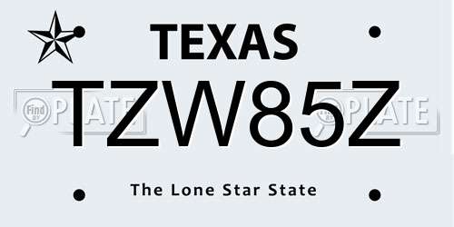 TZW85Z Texas License Plate