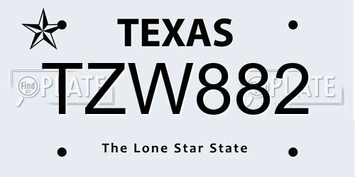 TZW882 Texas License Plate