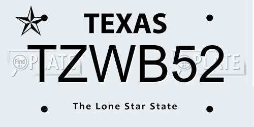 TZWB52 Texas License Plate
