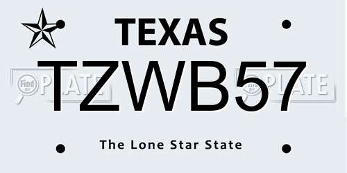 TZWB57 Texas License Plate