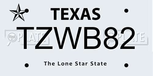 TZWB82 Texas License Plate