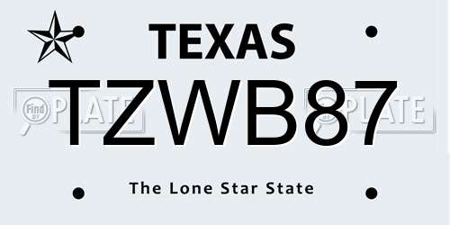 TZWB87 Texas License Plate