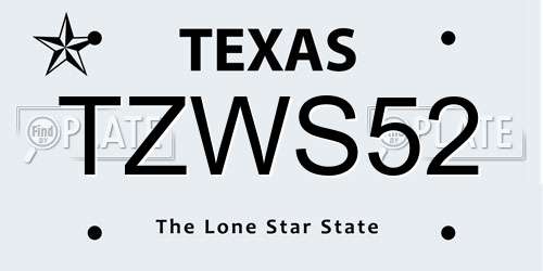 TZWS52 Texas License Plate