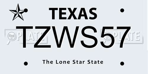 TZWS57 Texas License Plate