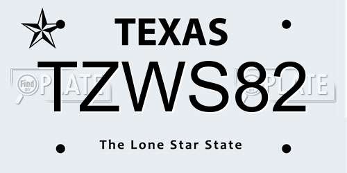 TZWS82 Texas License Plate