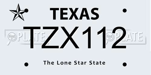 TZX112 Texas License Plate