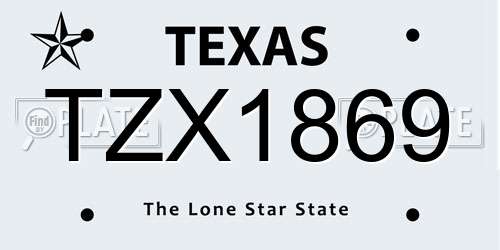 TZX1869 Texas License Plate